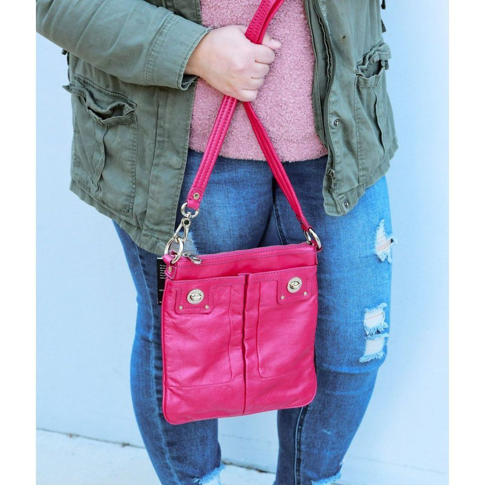 NWT Marc By Marc Jacobs Leather Travel Crossbody Bag in Hot Pink